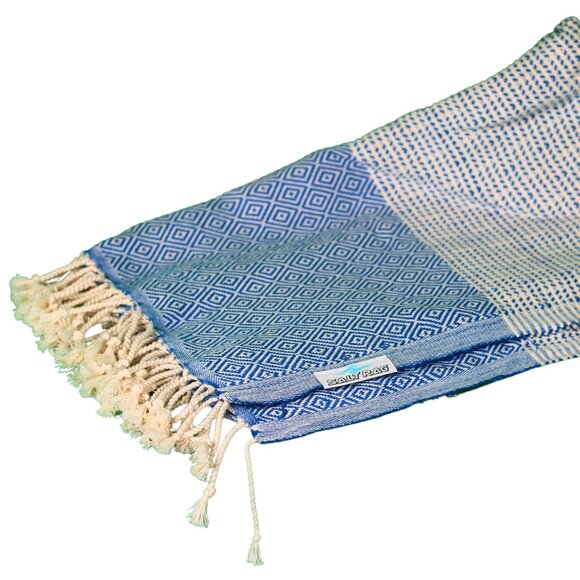 Salt Rag Beach Towel - "Blue Captain Rag" [Sand Free Turkish Beach Towel] - Picture 3 of 4